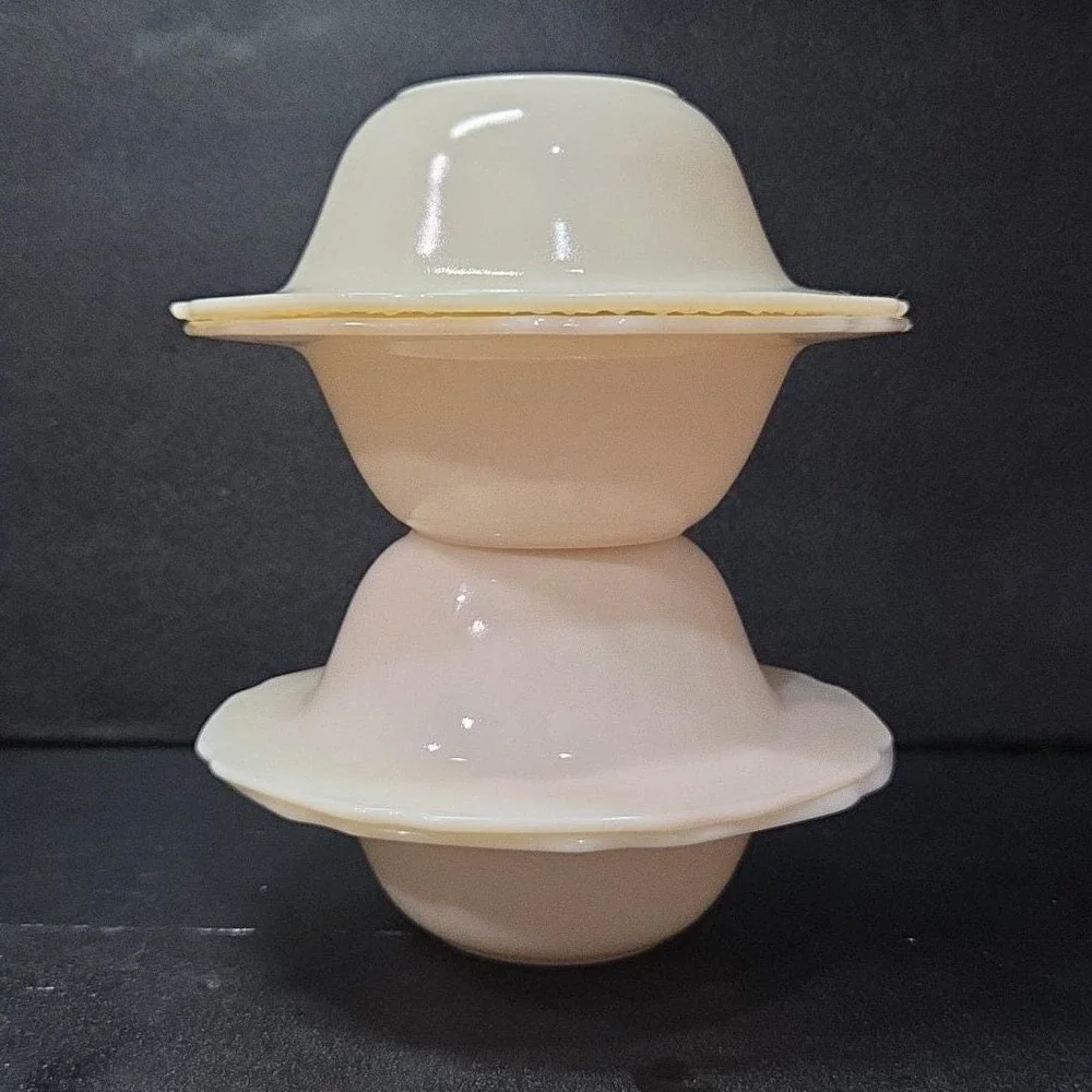 Indiana Glass Orange Blossom Dessert Bowls, Set‎ of 4, Vtg Off White Tableware